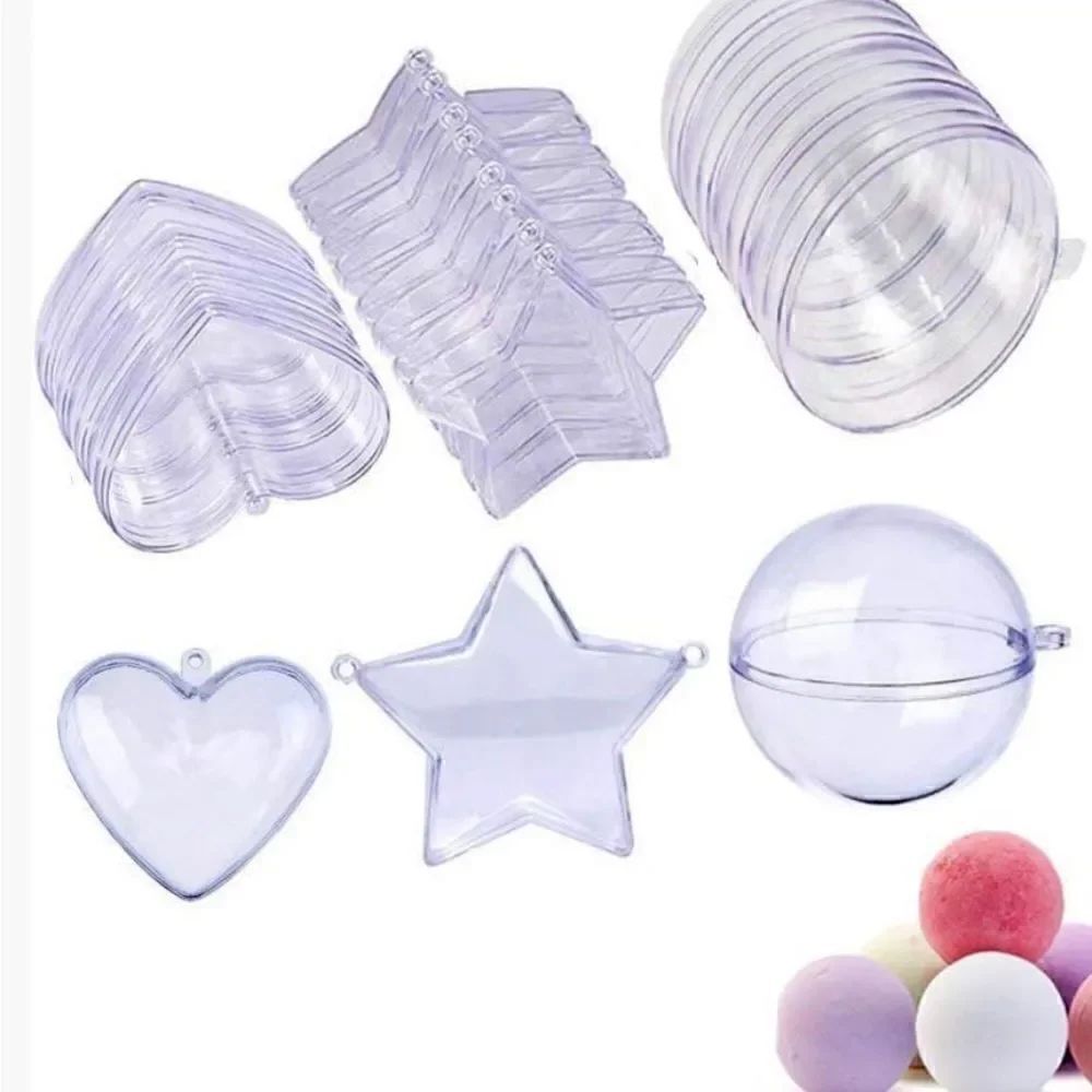 50 plastic bath bomb molds-round, hearts, stars